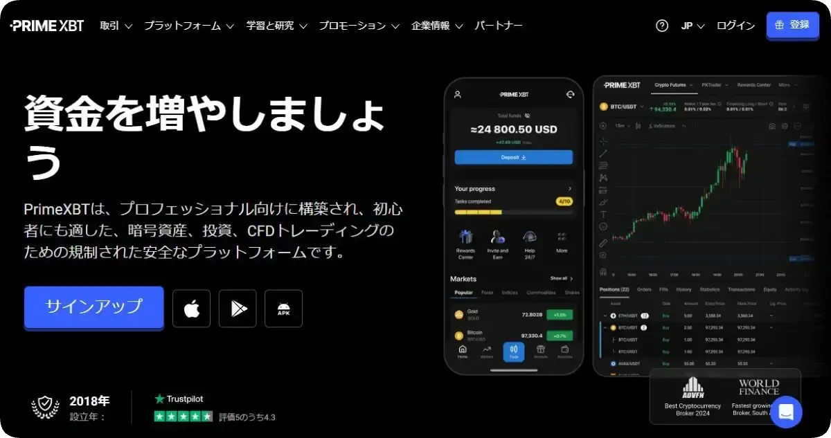 PrimeXBT公式ページ