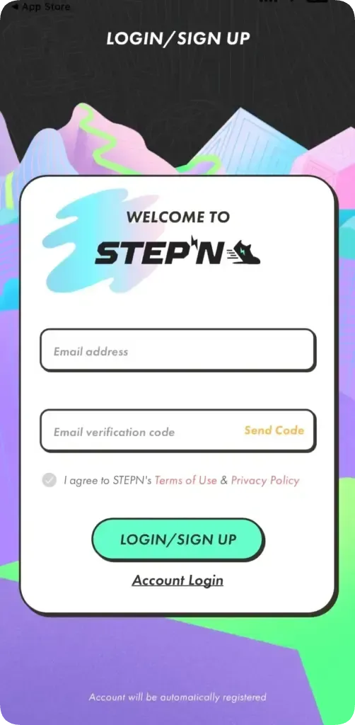 STEPNログイン画面