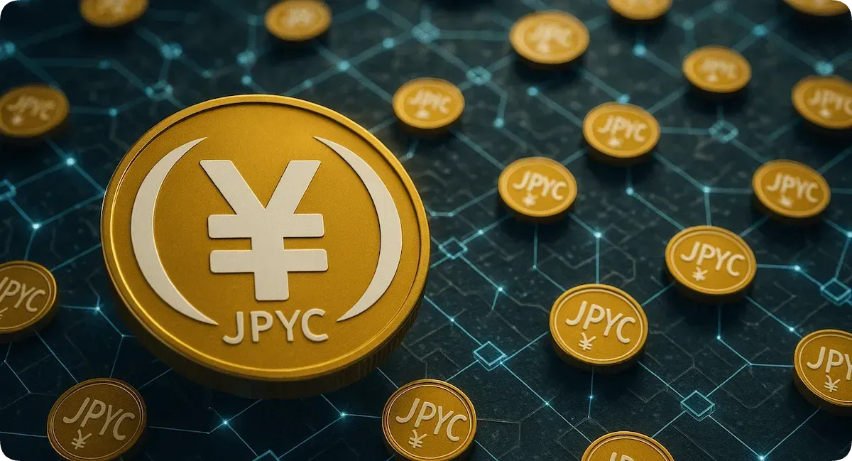 JPYCコインがつながって大量に置かれている