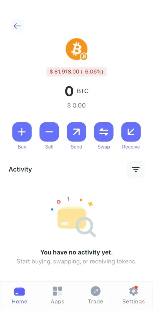 Best Walletのビットコインの画面