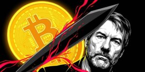 マイケル・セイラーとビットコインが切り離されるイメージ