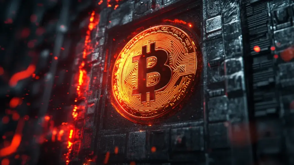 ビットコインを大量に吸い込むリミックスポイントの巨大な金庫のグラフィック