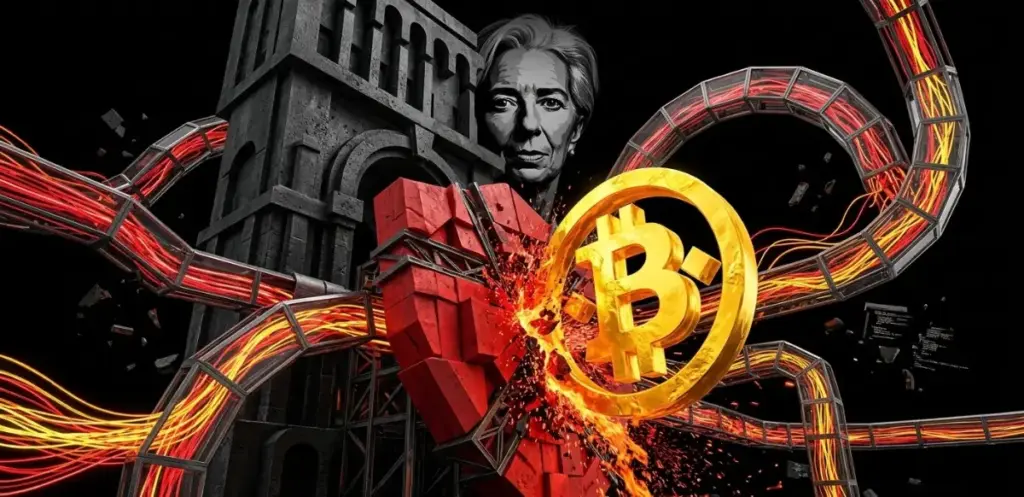ECBラガルド総裁がバイナンスのEU参入を阻止する象徴的なグラフィック