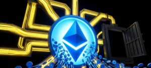 イーサリアムのロゴに大量のコインが吸い込まれる様子