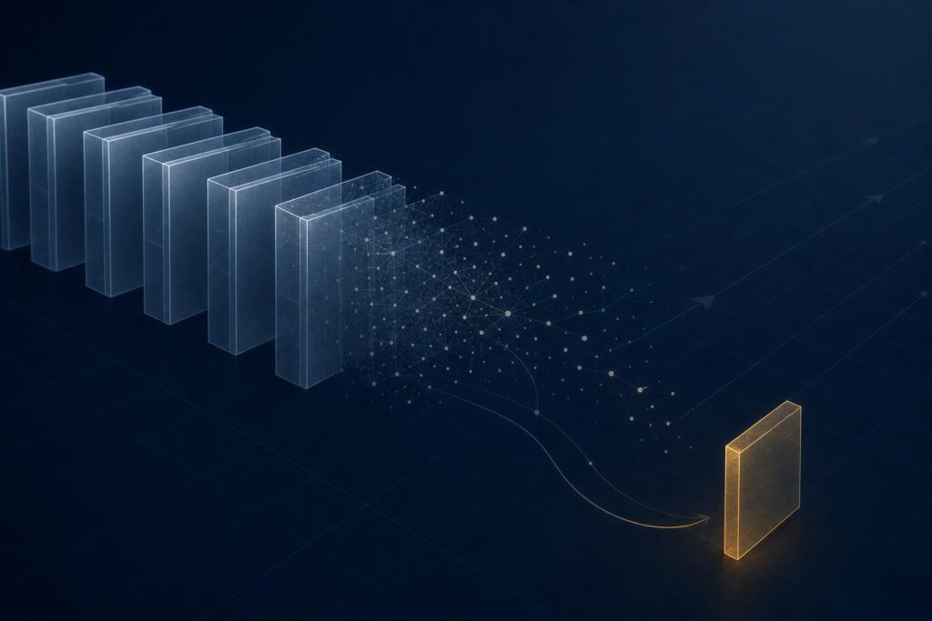 VanEckによるLidoステークトEther ETF申請取り下げを表す抽象的なデータイラスト