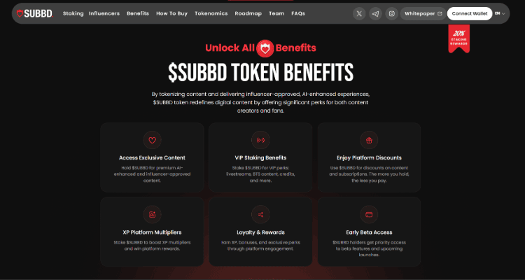 5. SUBBD ($SUBBD) – moderni AI kūrėjų platforma Web3 erdvėje