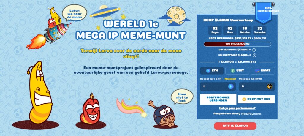 Meme coin presale gebaseerd op Larva serie in Zuid Korea