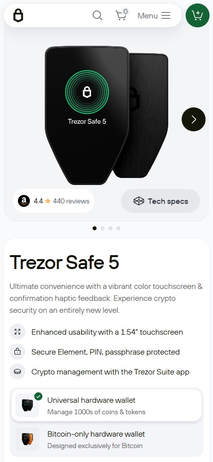 Trezor Safe 5 portfel kryptowalut