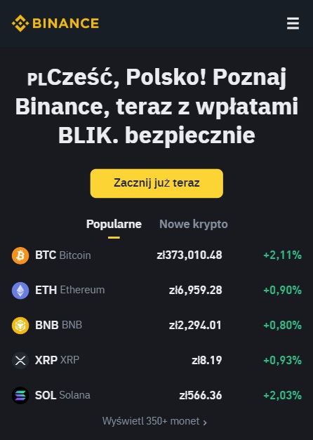 jak kupić kryptowaluty na Binance