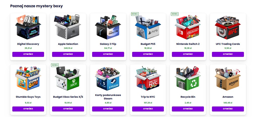 Rodzaje mystery boxów JemLit