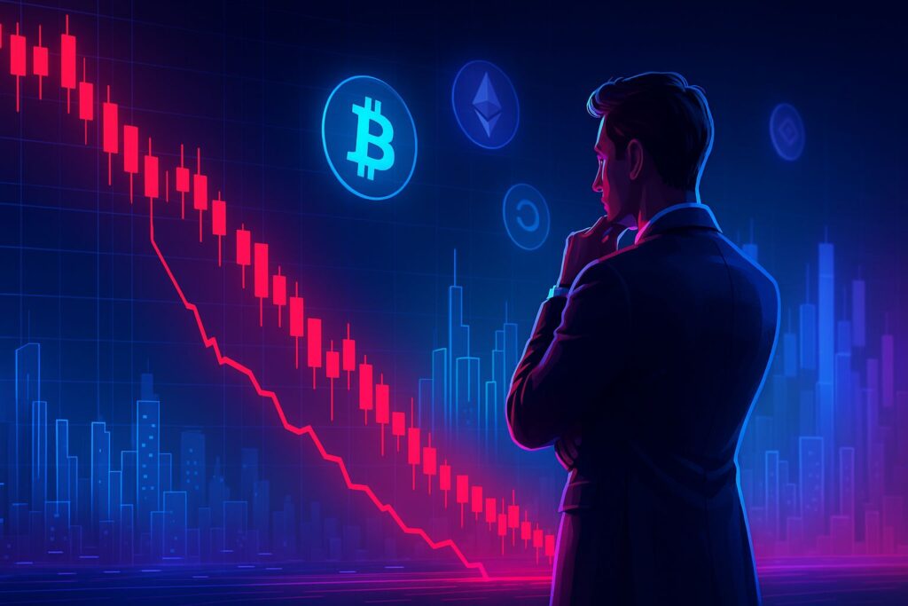 spadek kryptowalut dzisiaj krach krypto wykres inwestor strategia notowania