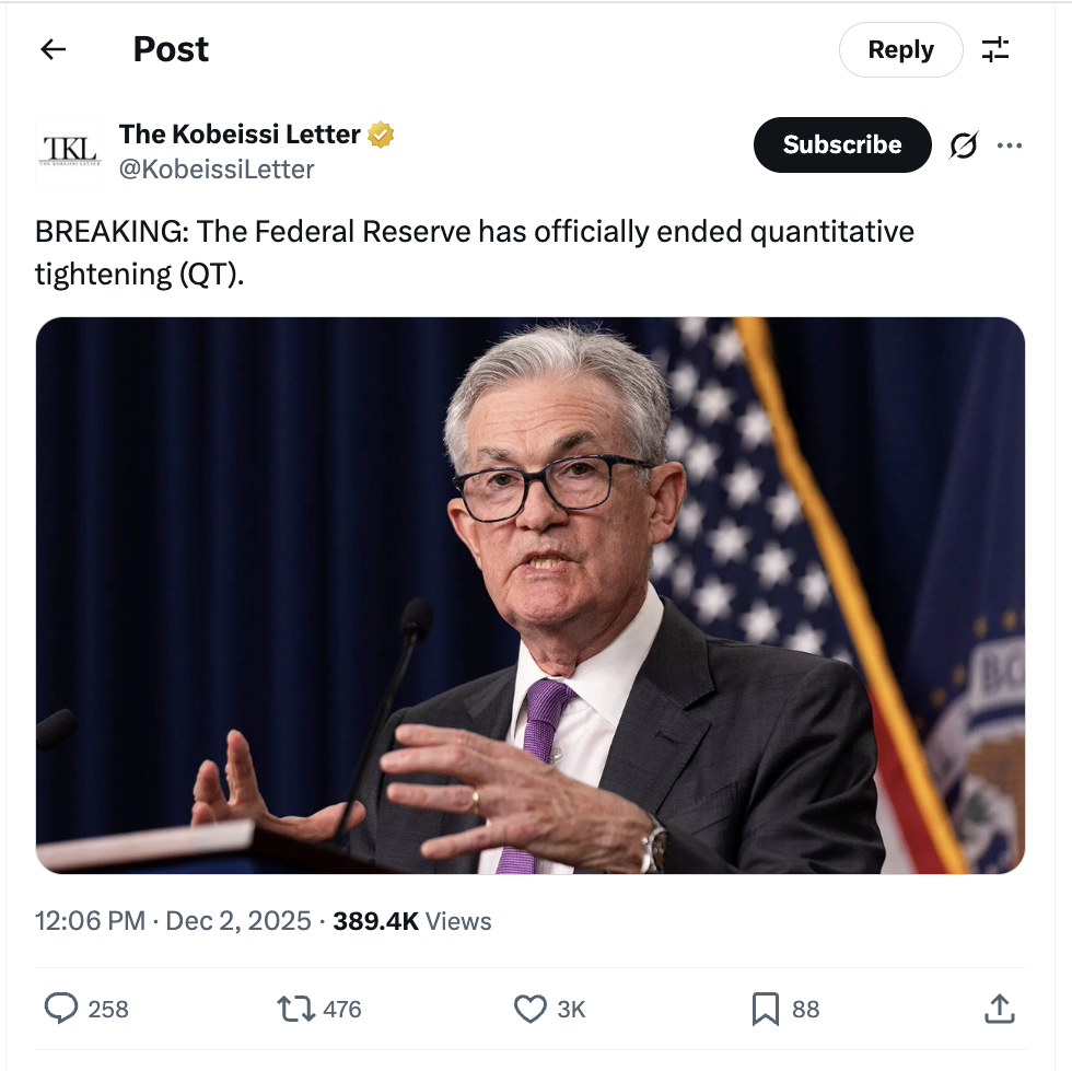 Fed kończy zacieśnianie ilościowe
