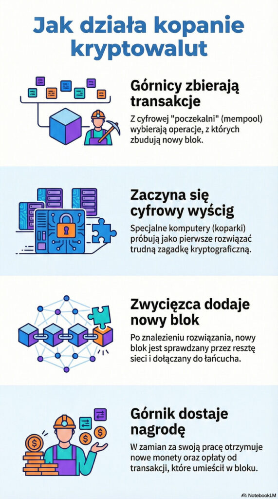 ikonografika jak wygląda cykl górniczy w kopaniu kryptowalut - widok mobilny