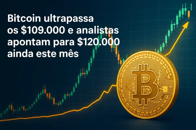Bitcoin ultrapassa os $109.000 e analistas apontam para $120.000 ainda este mês