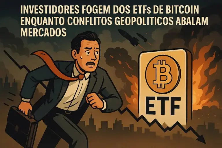 Investidores fogem dos ETFs de Bitcoin enquanto conflitos geopolíticos abalam mercados