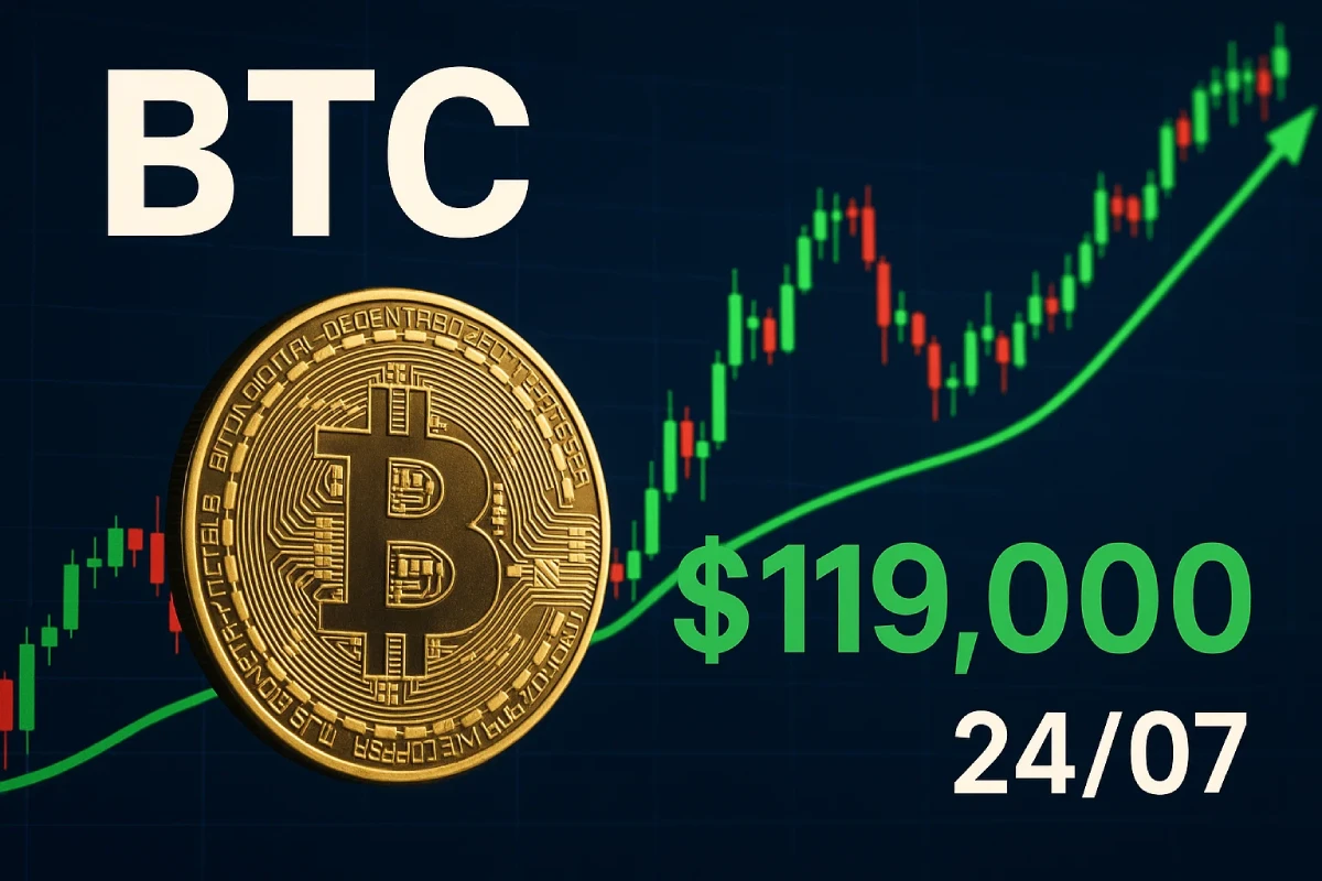 [AO VIVO] BTC recupera terreno e volta a testar os 119 mil dólares – Bitcoin hoje (24/07)