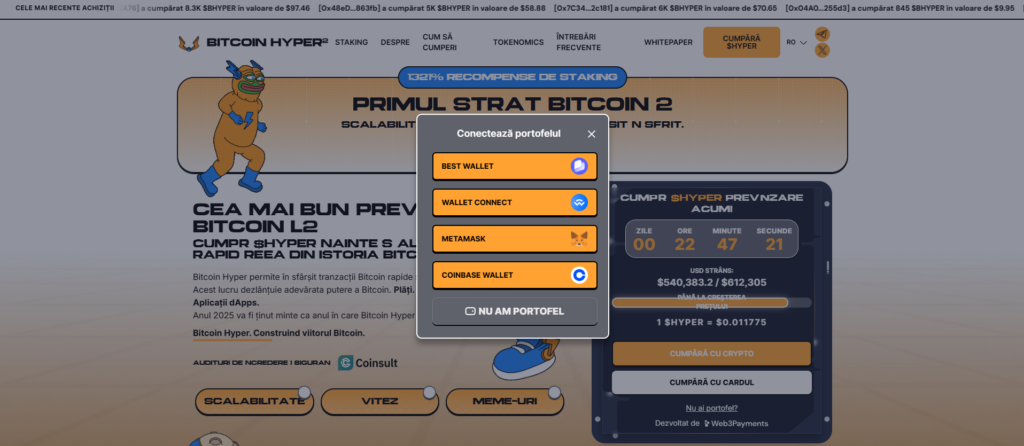 BTC Hyper - conectare portofel