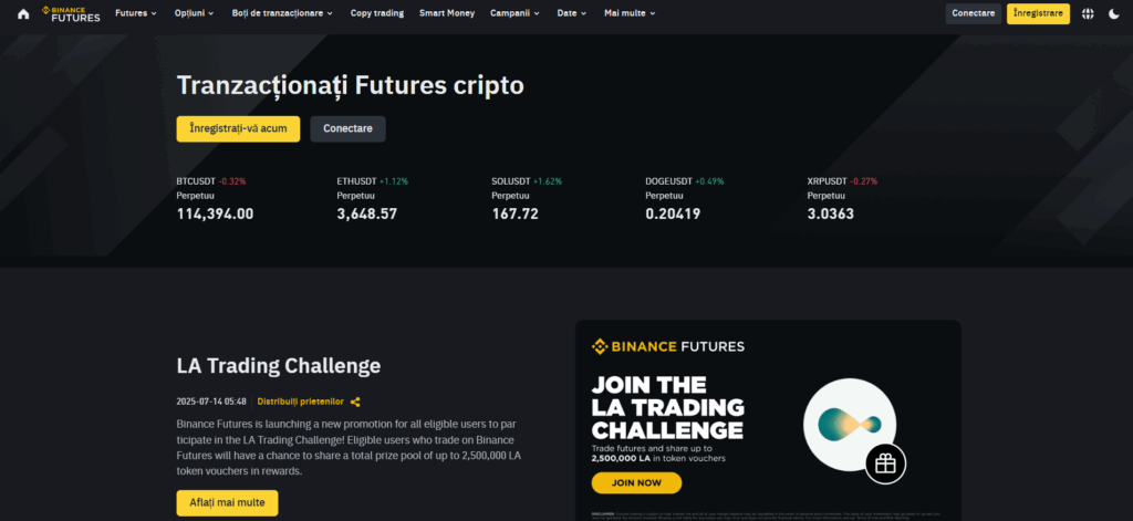 Binance - platforma de crypto futures