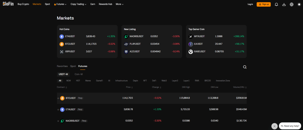 BloFin - platforma de crypto futures