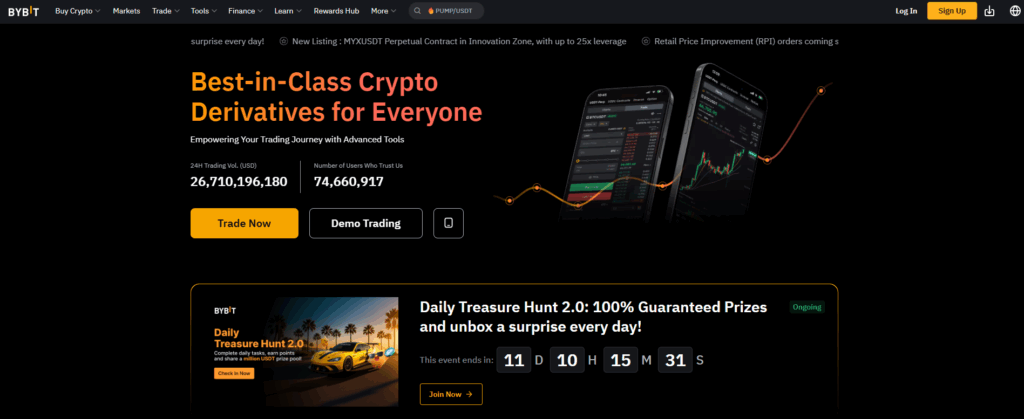 ByBit platforma de crypto futures