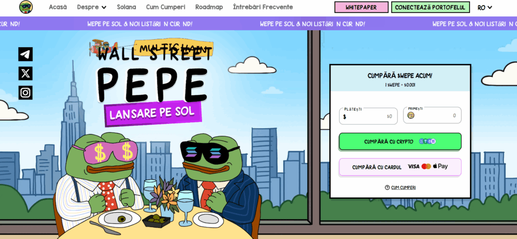 Wall Street Pepe - pagina de cumpărare crypto