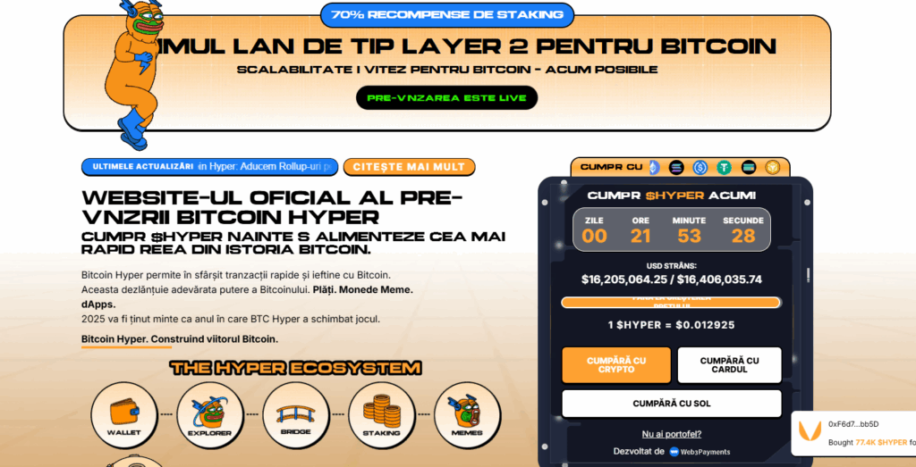 Bitcoin Hyper - pagina de pre-vânzare
