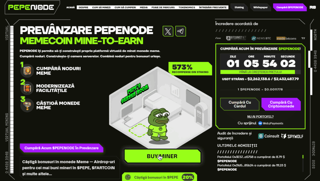 PEPENODE pagina de pre-vanzare
