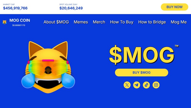 скриншот с сайта проекта mog coin