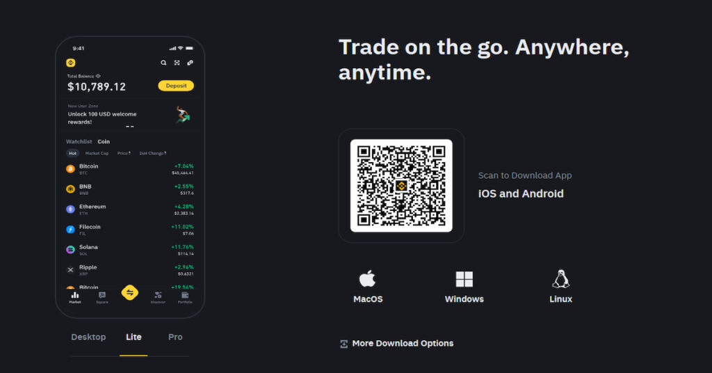 скриншот сайта биржи Binance, где есть функция кредитное плечо
