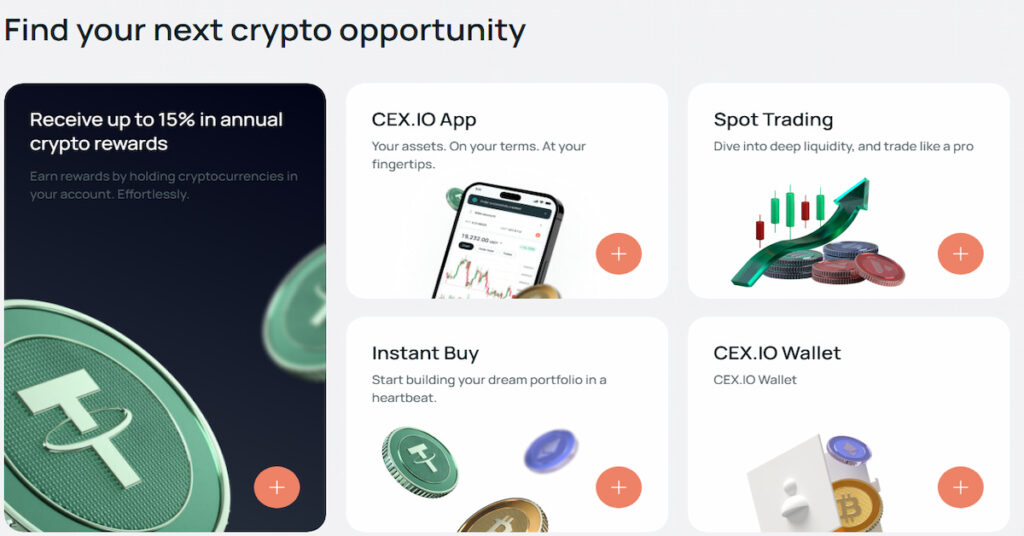 скриншот сайта биржи CEX, где есть функция кредитное плечо