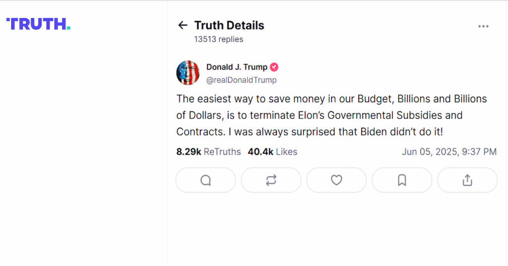 скриншот поста Дональда Трампа