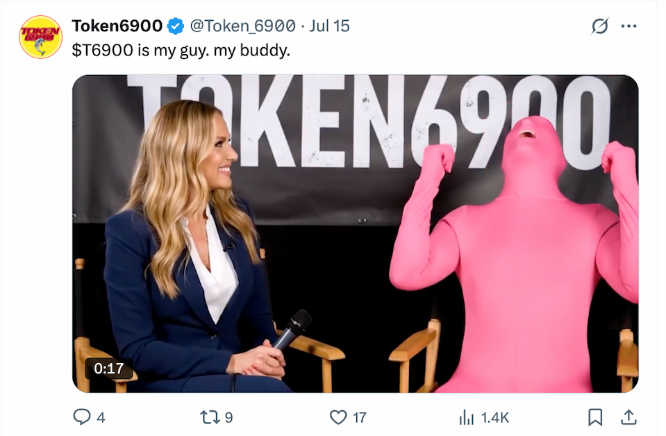 скриншот поста мемкоина TOKEN6900, который может вырасти в альтсезон