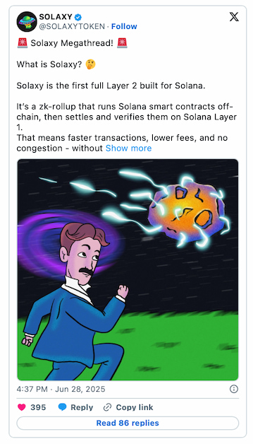 скриншот поста проекта SOLAXY