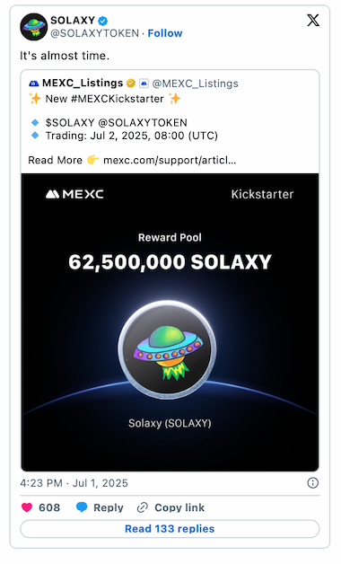 скриншот поста проекта SOLAXY