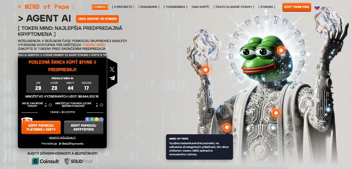 Mind of Pepe AI kryptomeny