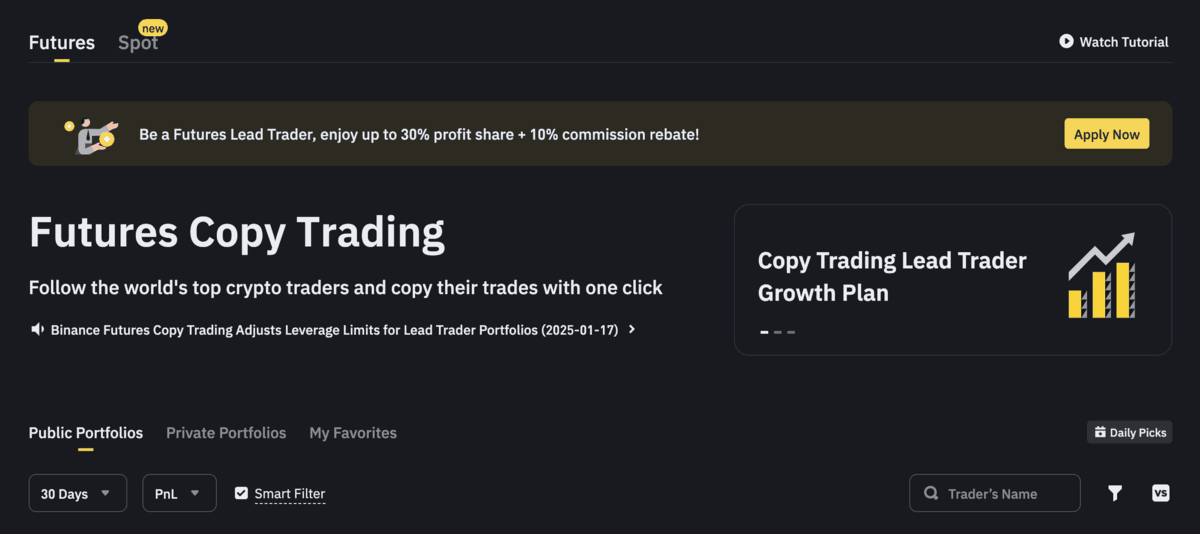 binance copy trading