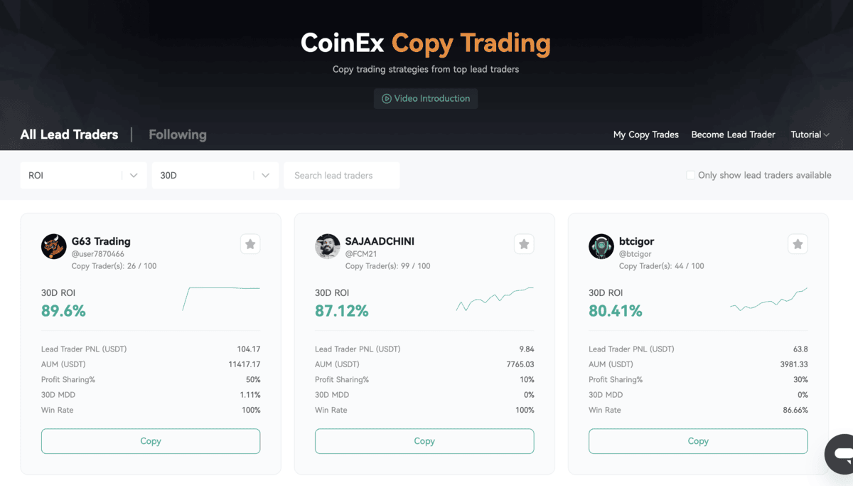 CoinEx copy trading