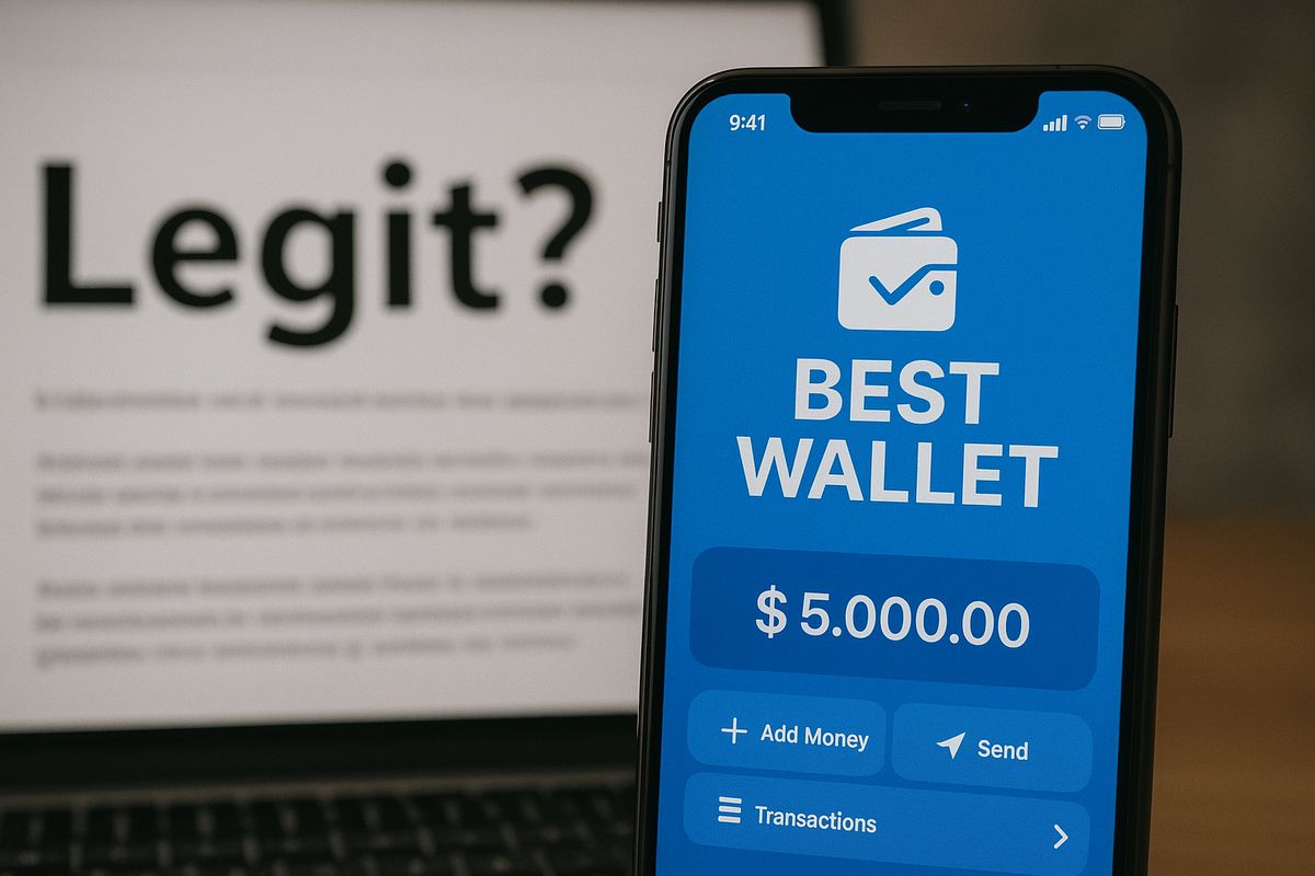 สมาร์ทโฟนแสดงโลโก้แอปพลิเคชัน Best Wallet บนหน้าจอ