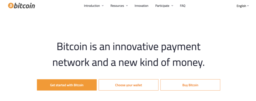 หน้าจอเว็บไซต์ทางการของ บิทคอยน์ อธิบาย Payment Network นวัตกรรมใหม่และคำแนะนำวิธีการเริ่มต้น