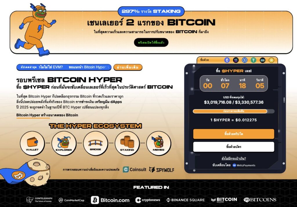 Bitcoin Hyper (HYPER): โซลูชัน Layer-2 ที่ต่อยอดความสำเร็จของ Bitcoin