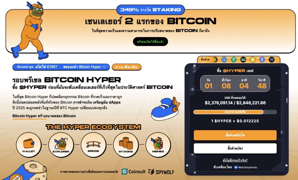 Bitcoin Hyper ($HYPER): Layer-2 ที่มีศักยภาพเป็นเหรียญคริปโตที่น่าลงทุนวันนี้