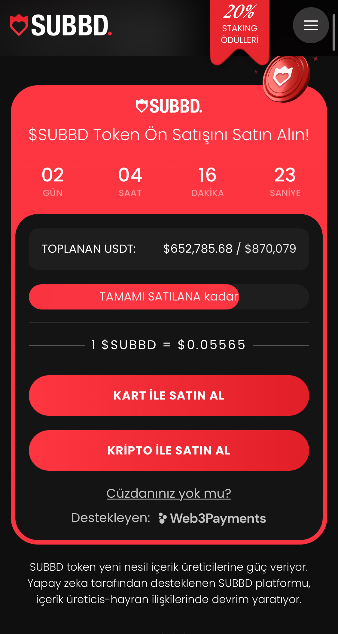 Yapay Zeka Destekli Sosyal Medya İçerik Üretim Platformu SUBBD Token (SUBBD) ANalizi