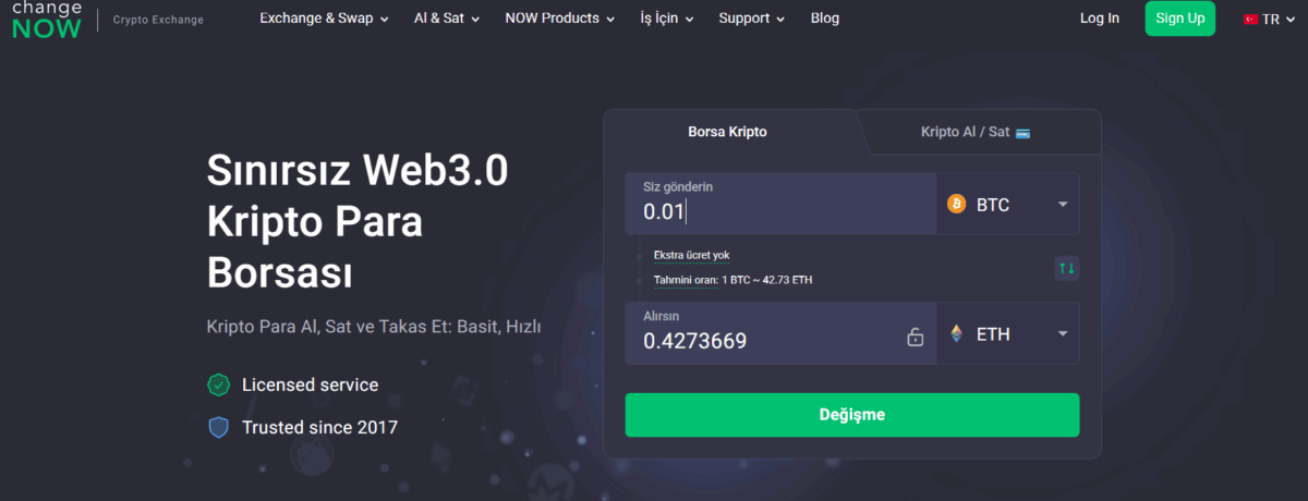 changenow - kripto al sat sitesi