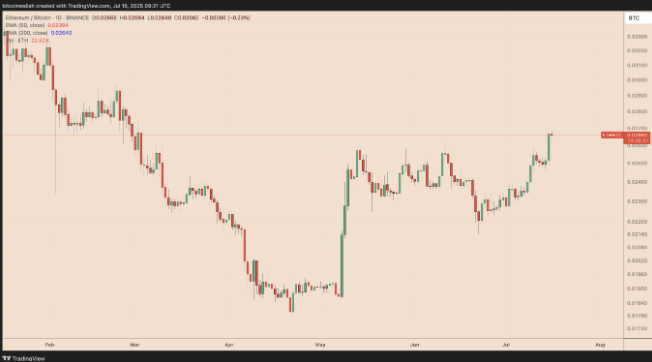 ETH/BTC günlük fiyat grafiği