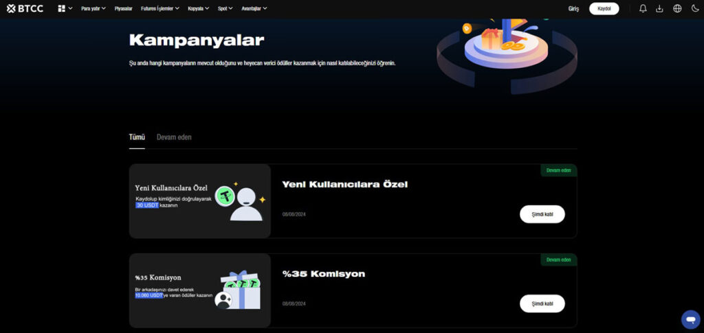 Köklü platform BTCC, KYC bonusu veren borsalar arasında