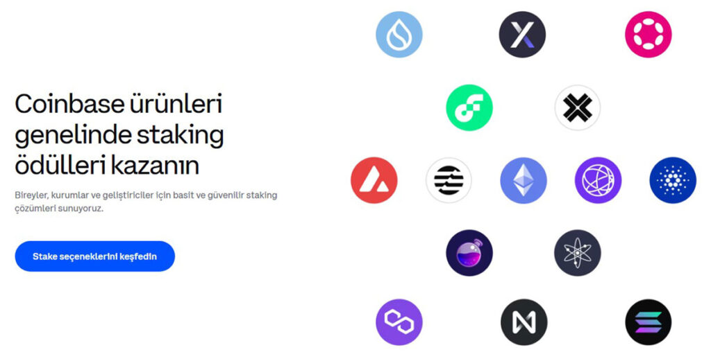 Coinbase, staking ödülleri sunan ve kayıt olunca para veren borsalar içerisindedir