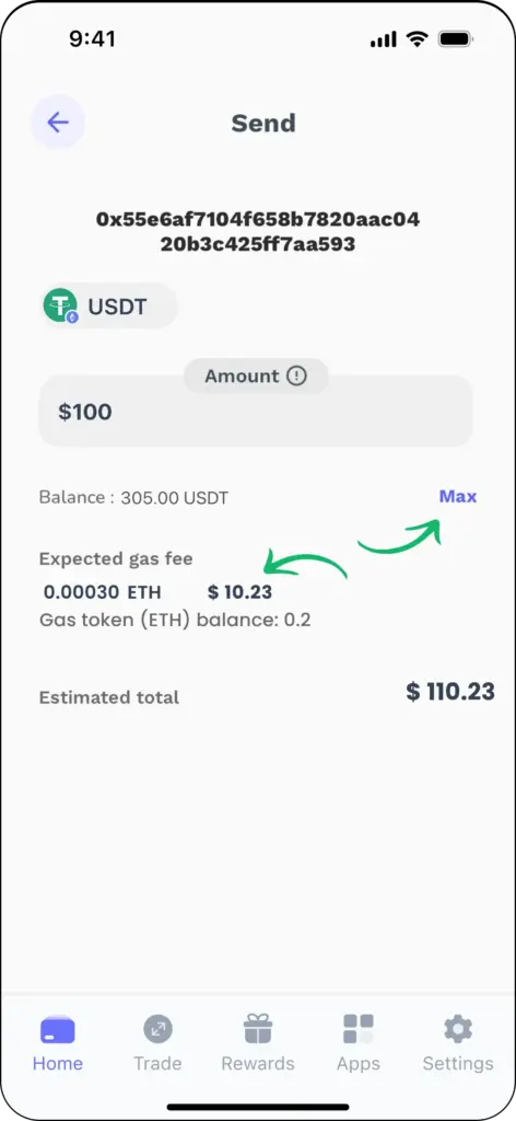 Gönderilecek token miktarını girin
