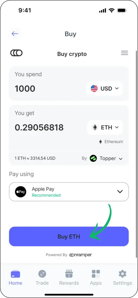 Best Wallet inceleme - kripto satın alma işlemi