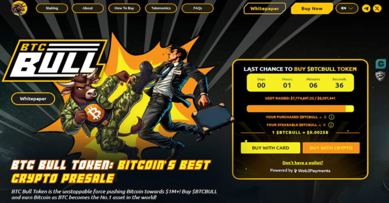 Пресейл BTC Bull Token закінчиться за тиждень – аірдроп уже близько