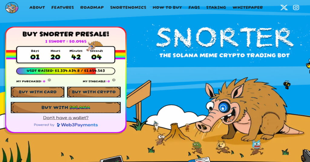 скріншот проекту криптовалюти Snorter